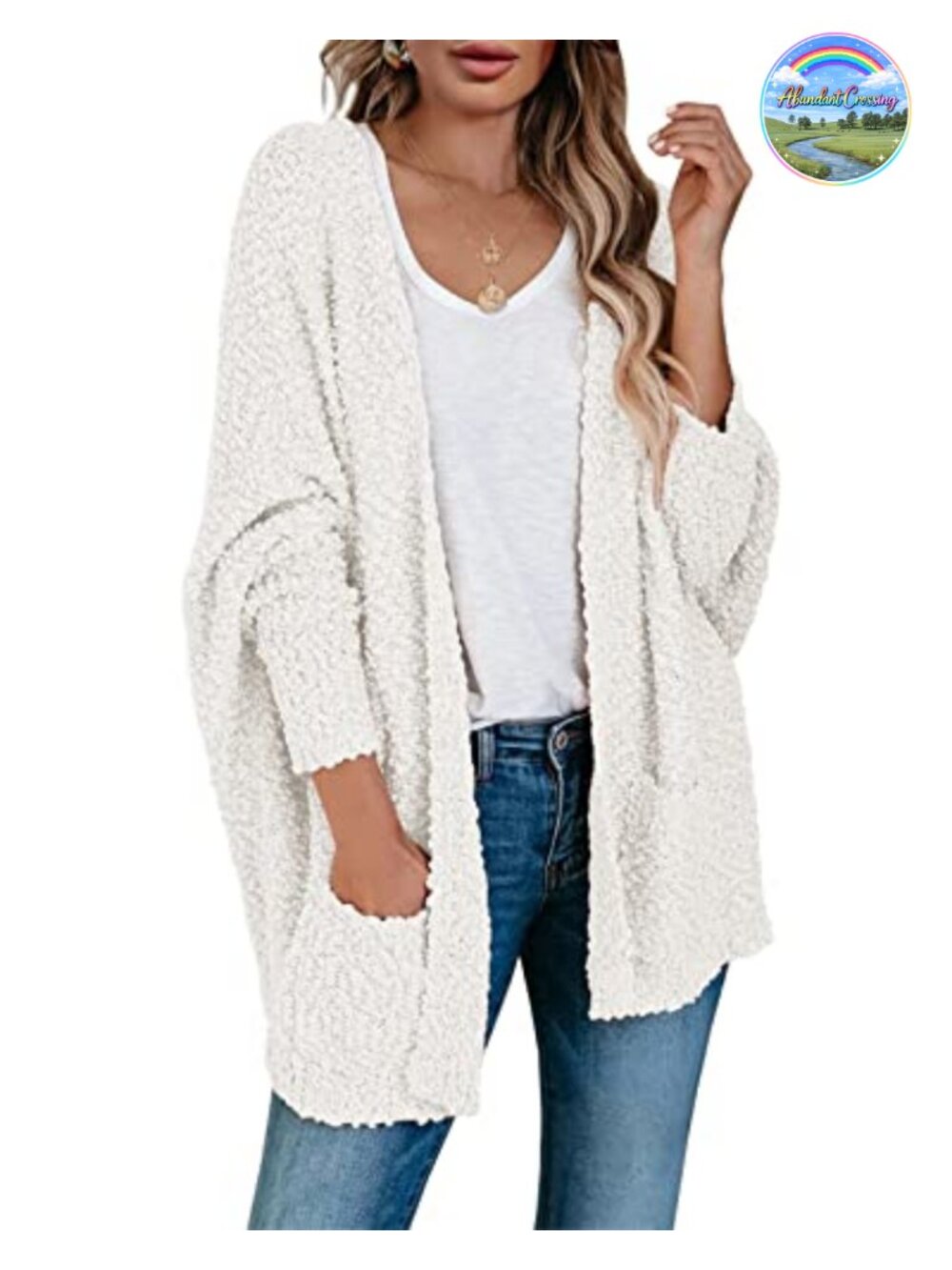 Chunky Popcorn Batwing Cardigan Oversized Cozy Knit Sweater